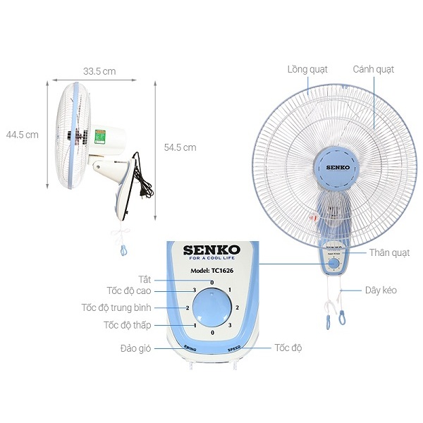 [SHIP HỎA TỐC] QUẠT TREO TƯỜNG 2 DÂY SENKO TC1626 - BH 24 THÁNG CHÍNH HÃNG | BigBuy360 - bigbuy360.vn