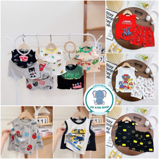 [9-27kg] Bộ sát nách vải thun lạnh Minky Mom (0-6 tuổi) in hình siêu nhân cute cho bé trai