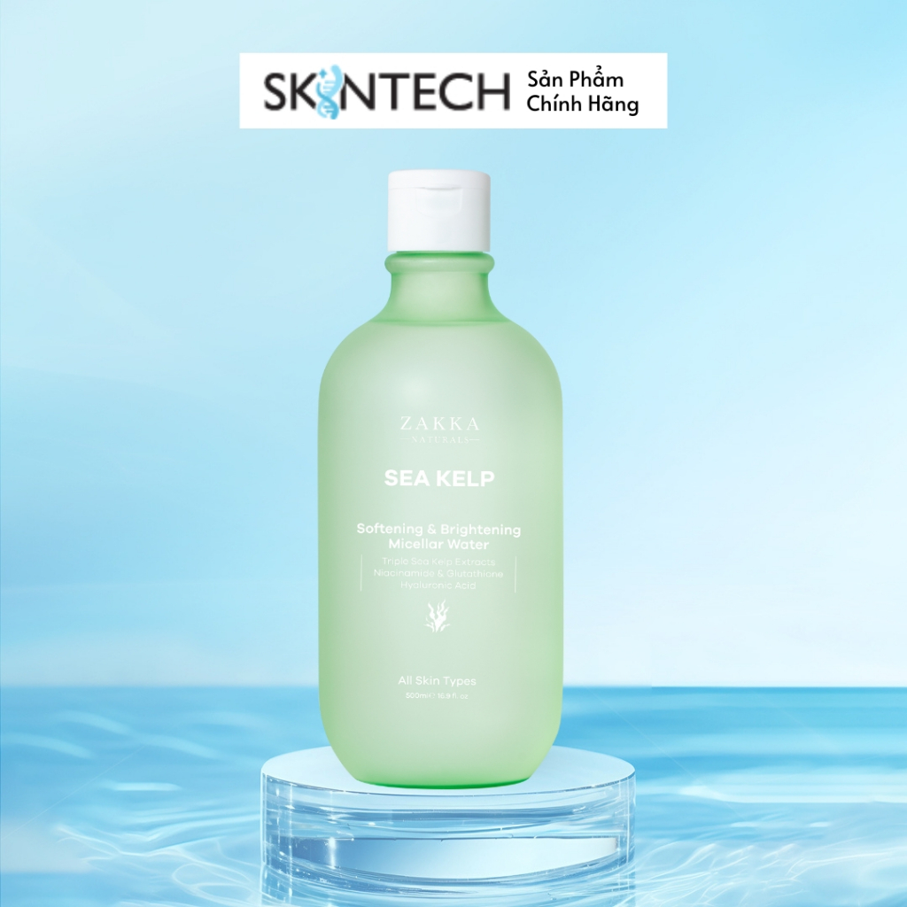 Nước Tẩy Trang Tảo Biển Zakka Naturals Sạch Mềm Mịn Và Hỗ Trợ Sáng Da 500ml