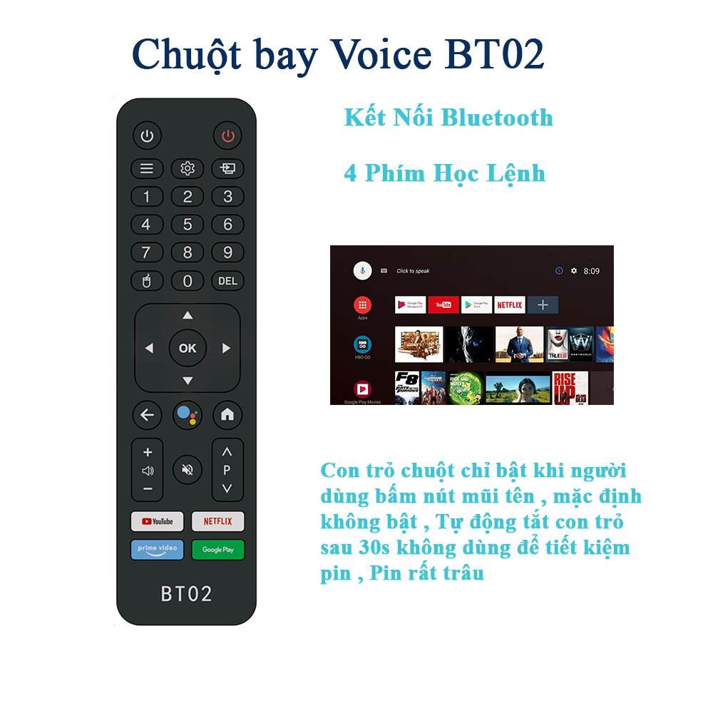 Điều khiển chuột bay BT02 bluetooth tìm kiếm giọng nói