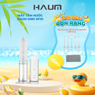 MÁY TĂM NƯỚC SÓNG ÂM HAUM WATER FLOSSER HF10 MINI TẶNG 5 ĐẦU PHUN ĐA CHỨC NĂNG, TÚI BẢO VỆ TIỆN LỢI, DỄ DÀNG MANG THEO