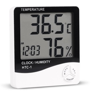 Máy đo độ ẩm nhiệt độ môi trường HTC-1, màn hình LCD, kiêm đồng hồ báo giờ