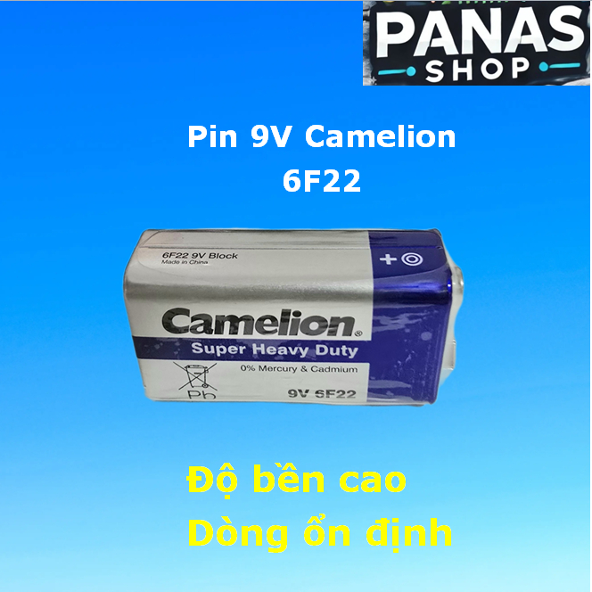 Viên 9V Camelion 6F22 chính hãng dùng cho chuông báo cháy, micro, ghita điện...