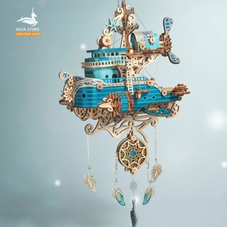 Mô Hình Gỗ Steampunk Dream Catcher Spaceship S964 Tàu Không Gian Bay Cơ Khí 3D Tự Lắp Ráp Treo Tường