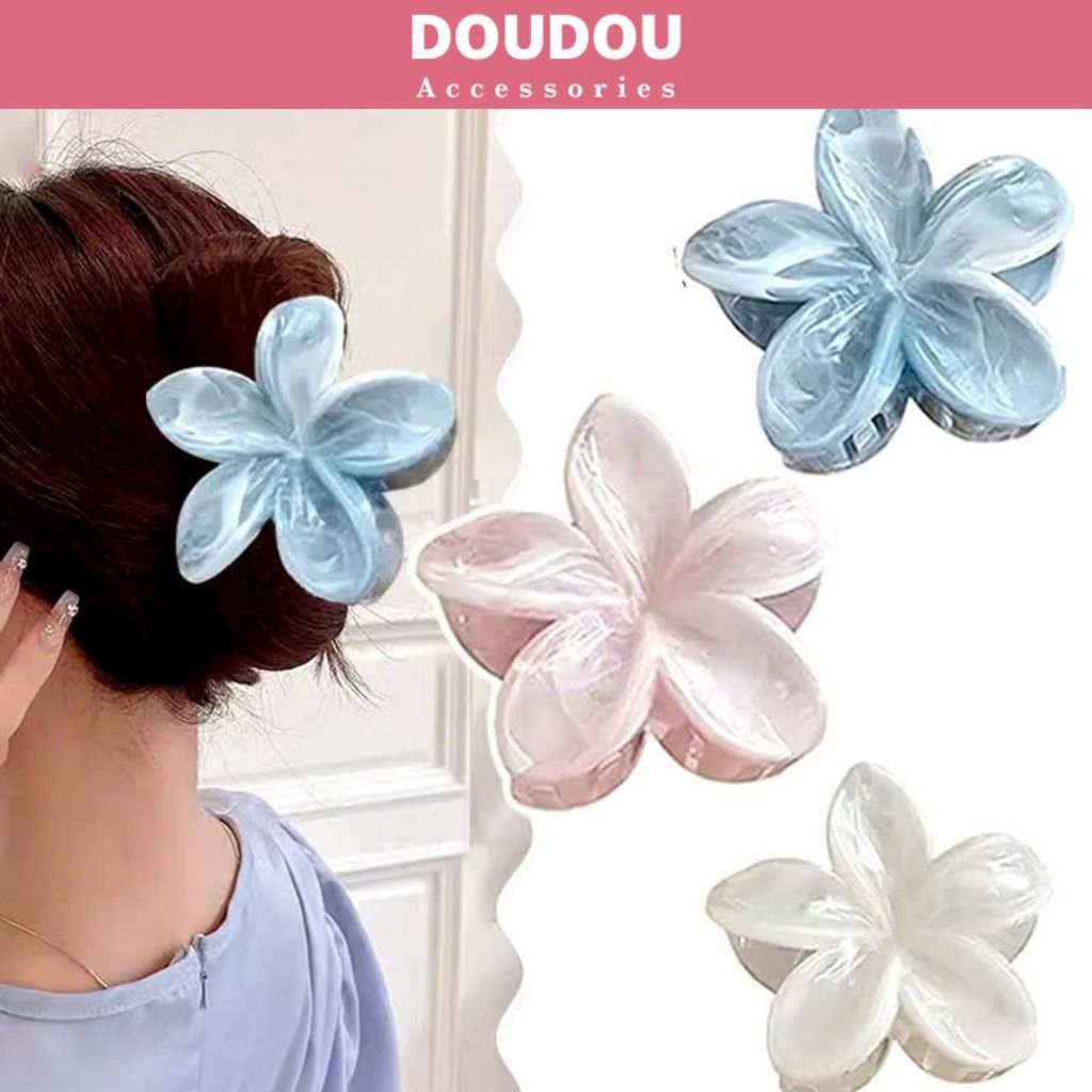 Kẹp tóc hoa sứ Doudou Cặp tóc nữ Kẹp càng cua Kẹp hoa sứ tráng gương hot trend Kẹp hoa xinh ZJ174