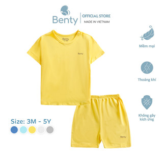 Bộ cộc tay cài vai trơn basic cao cấp BENTY, quần áo trẻ em mềm mịn thoáng mát cho bé trai, bé gái