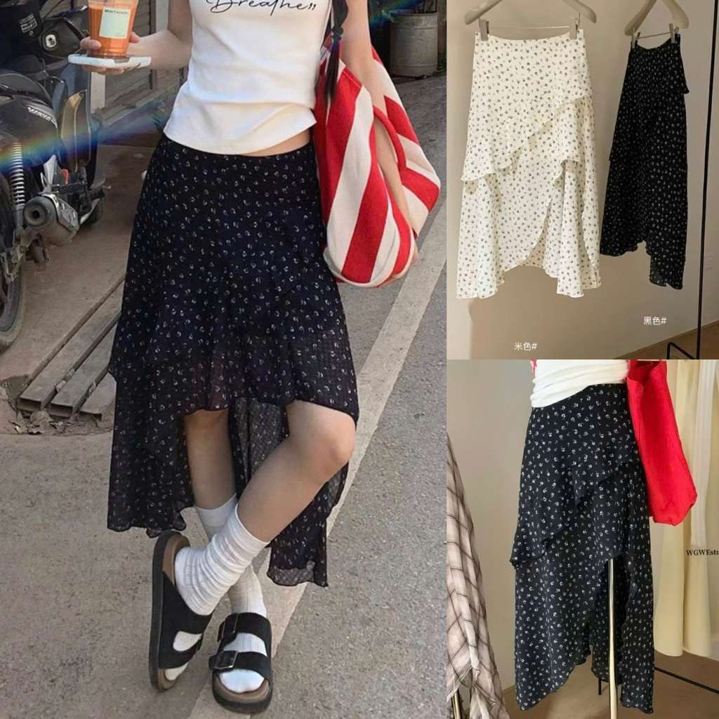 𝐍𝐠𝐨𝐜𝐚𝐧𝐡𝟔𝟗𝟓𝟗 SALE WGWE CV707 Chân váy dài khoá kéo xẻ sóng nữ tính hoa nhí nhỏ W5211 phong cách tiểu thư N999 Ord