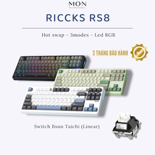 [ RS8V2 ] Bàn phím cơ Riccks RS8V2 3 Modes | Mạch xuôi | Plate PC/FR4 | QMK-VIA