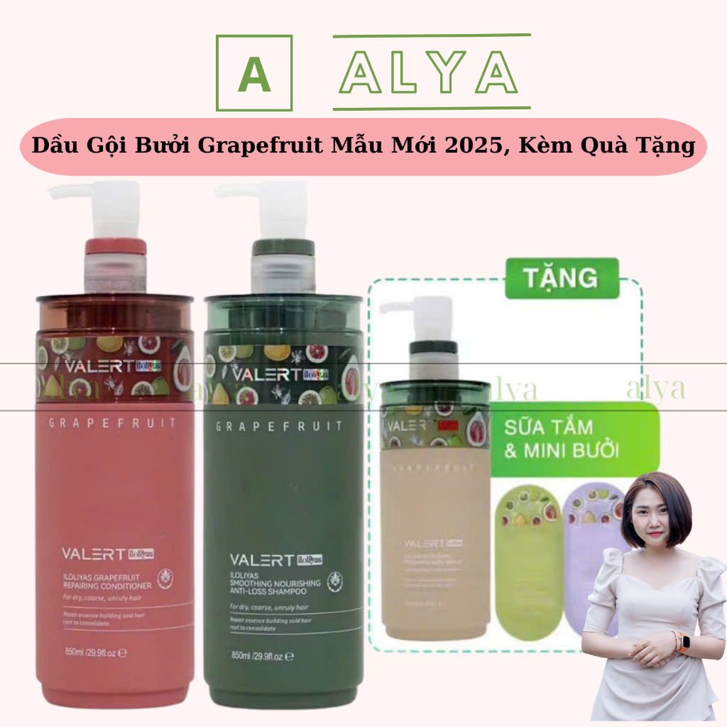 Cặp dầu gội xả BƯỞI Grapefruit Valert 850ml giúp nhanh mọc Tóc, Nuôi Dưỡng Giảm Rụng Tóc 2021. HÀNG CHÍNH HÃNG ALYA