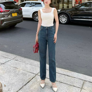 Quần Jeans Nữ REDE B-03E Ống Đứng Lưng Cao, Màu Trầm Ánh Rêu Wash Thanh Lịch, Sáng Da