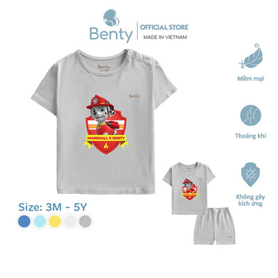 Bộ cộc tay cài vai in hình Paw Patrol BENTY chất liệu mềm mịn co giãn, set quần áo trẻ em cao cấp