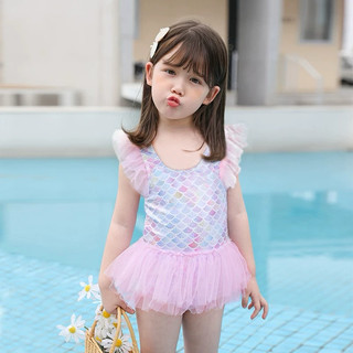   9-35kg  set bikini liền thân vảy cá cho bé gái kết hợp bèo xòe xinh 