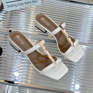 Dép NỮ THỜI TRANG MŨI VUÔNG  da mềm dáng sang cao 2cm 2P 4P 4cm Xưởng Giày Bánh Bèo Depmuiten
