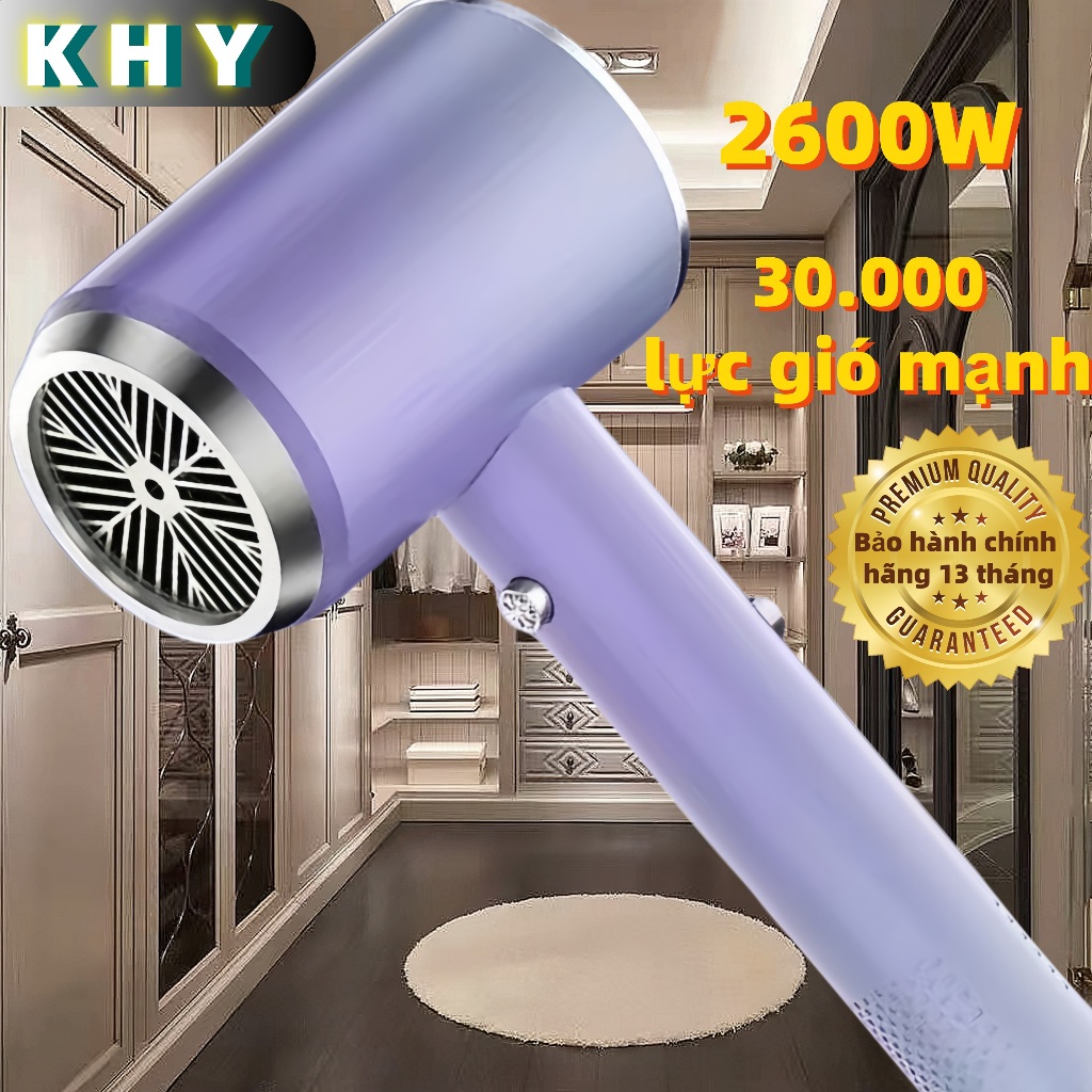 KHY Máy sấy tóc 2 chiều nóng lạnh - Màu tím - Công suất lớn - Salon, gia đình - Ion âm