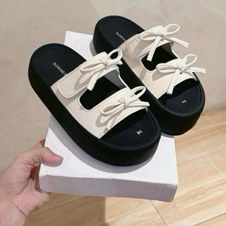 Dép Nữ thời trang A6 2 quai nơ cột xinh xắn cao 5cm và 2cm da lộn mềm êm nhẹ chân dễ phối đồ