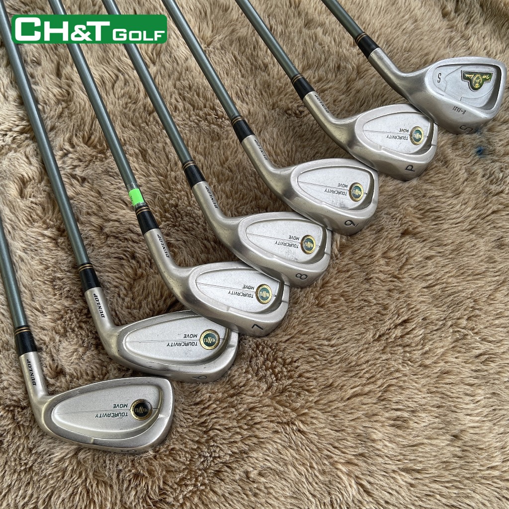 Bộ gậy golf sắt 7 cây Dunlop Touravity Move 5,6,7,8,9,S,P Flex R sáng đẹp nguyên bản nhập khẩu nhật