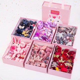 [ Ưu Đãi ] Set 18 Dây Nơ Buộc Tóc, Bộ Quà Tặng Hộp Nơ Kẹp Tóc 18 Chi Tiết Dễ Thương Kèm Hộp Giấy Cho Bé