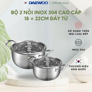 Bộ 2 nồi inox 304 đáy từ 5 lớp siêu bền daelux 18+22cm dxsp-gs2 không kén bếp