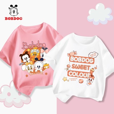 Áo cộc tay bé gái BOBDOG áo phông chất cotton mềm mịn in hình dễ thương cute cho bé