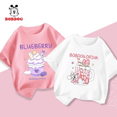 Áo thun ngắn tay bé gái BOBDOG áo phông vải cotton mềm mịn thoáng mát in hình ly kem cute cho bé