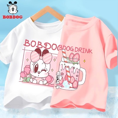 Áo thun cộc tay bé gái  BOBDOG áo phông hè chất cotton mềm mịn in hình dễ thương cho bé