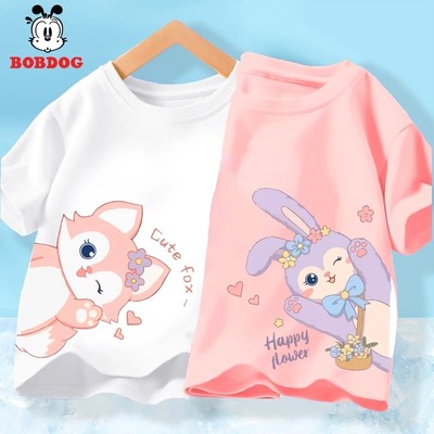 BST áo thun bé gái BOBDOG vải cotton thoáng mát áo cộc tay in hình nghộ nghĩnh cho bé size 10-32kg