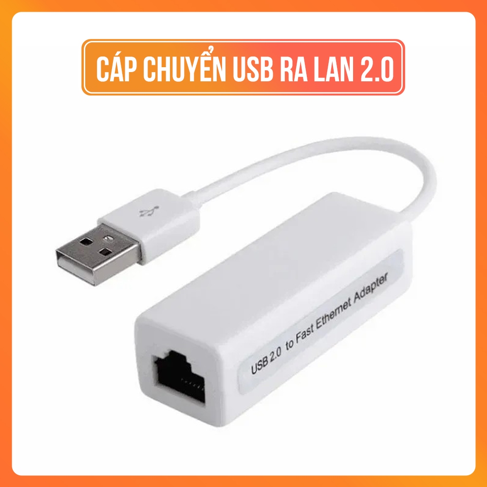 Bộ Chuyển Đổi USB Sang LAN 2.0 Dạng Dây Dùng Cho Laptop, PC - USB Sang LAN 2.0 Dạng Dây Trắng