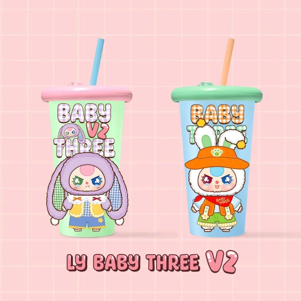 Ly Nhựa Blindcup BABY THREE - Túi Mù/Hộp Mù Ngẫu Nhiên - Ly nhựa in 3D Có Nắp Kèm Ống Hút