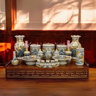  Đồ Thờ Cúng Cao Cấp Men Rạn Đắp Nổi Nghệ Nhân Bát Tràng Chế Tác 