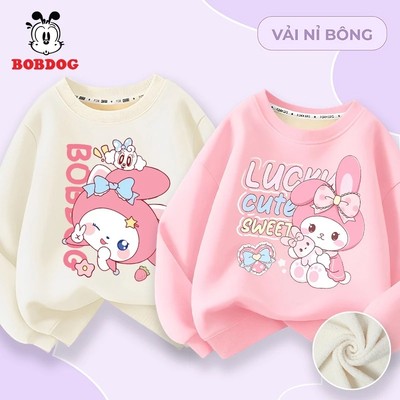Áo thun dài tay bé gái BOBDOG chất liệu vải nỉ bông ấm áp in hình cute mới nhất cho bé