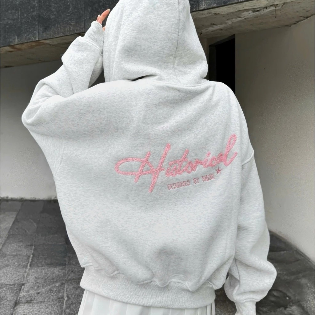 Hoodie Zip - Áo Khoác Nỉ Hoodie Zip COTTON Form Boxy Thêu Xù NQ30 HISTORICAL Form Rộng , Có Túi Trong Nam Nữ Unisex | BigBuy360 - bigbuy360.vn