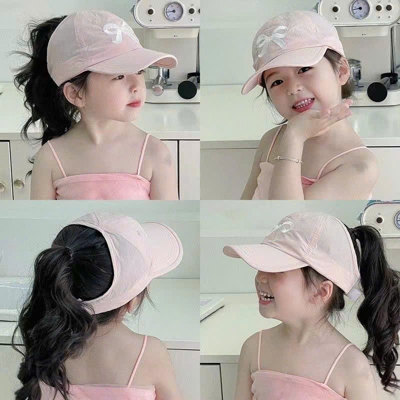 "Nón Kết Thêu Nơ Dễ Thương Cho Bé Gái 2-10 Tuổi - Mũ Lưỡi Trai Phong Cách Hàn Quốc"