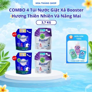  Combo 4 Túi Nước Giặt Xả 2in1 Booster 3,7kg Hương Thiên Nhiên Và Nắng Mai Làm Sạch Vết Bẩn Lưu Hương Lâu 