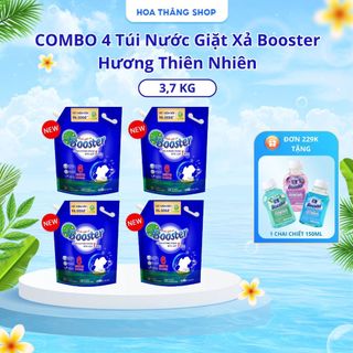  Combo 4 Túi Nước Giặt Xả Booster 2in1 3,7 kg Hương Thiên Nhiên Sạch Sâu Lưu Hương Cả Ngày 