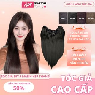  Tóc Giả Kẹp iAn Tóc giả kẹp 6 phím thẳng sợi tơ lụa mờ cao cấp 