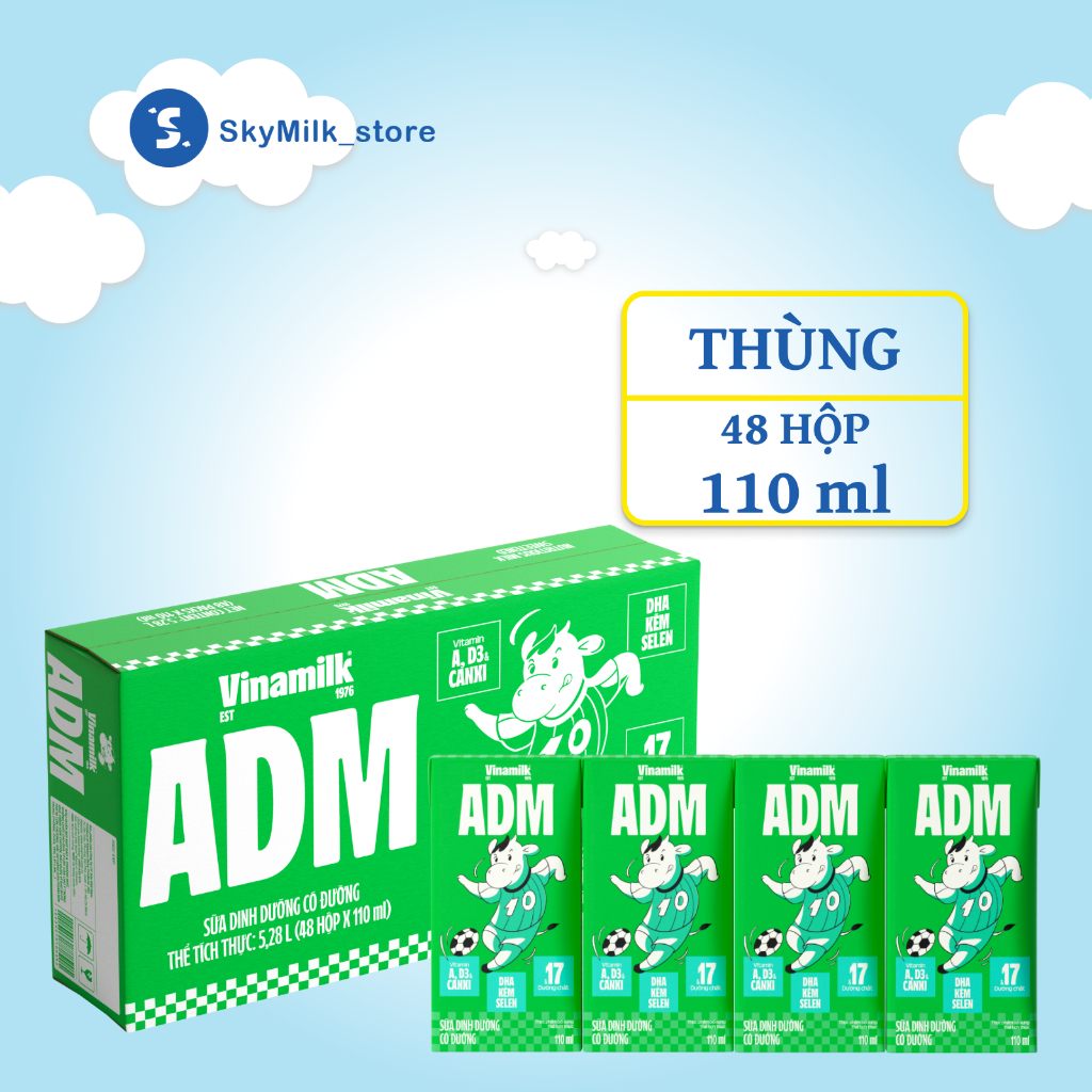 Vinamilk - Thùng 48 hộp 110ml Sữa dinh dưỡng ADM Có đường Vinamilk - Sữa dinh dưỡng ADM Vinamilk