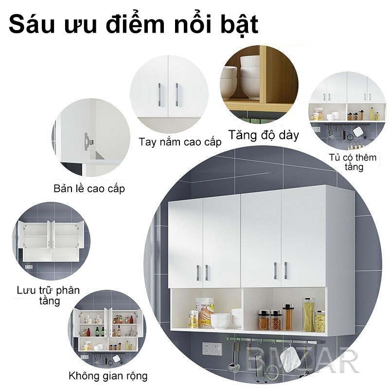 BMZAR Tủ treo tường dễ lắp ráp Tủ bếp mini treo tường đa năng nhập khẩu cao cấp nhiều kích thước | BigBuy360 - bigbuy360.vn