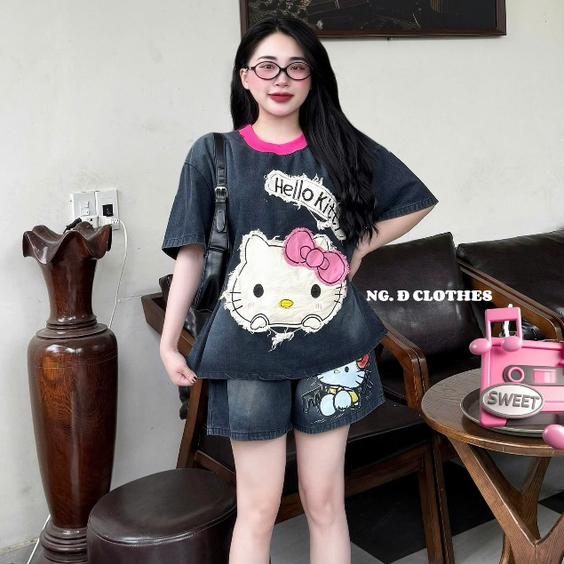 set đồ nữ mùa hè,set đồ nữ sang chảnh,MẪU MỚI NHẤT bộ bò meo quần đùi cao cấp hot trend BD18