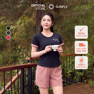 Đồ bộ mặc nhà nữ áo cotton compact SUNFLY cộc tay quần sooc kate ST9263