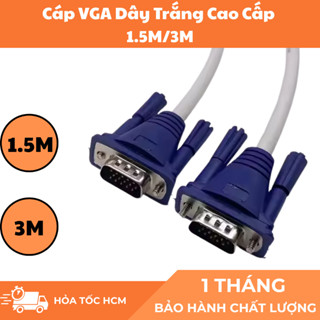 Cáp VGA Dây Trắng Cao Cấp – Truyền Tín Hiệu Màn Hình Máy Tính, Laptop, PC, Máy Chiếu,...