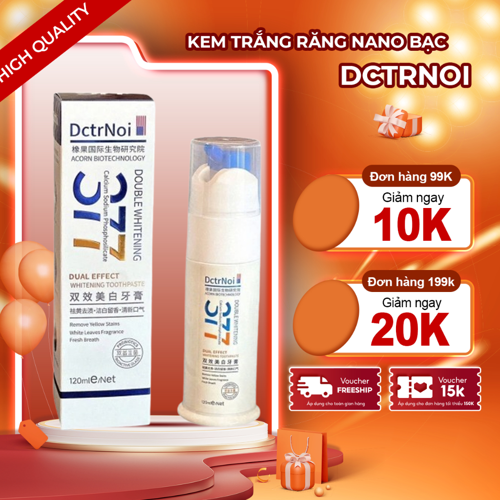 Kem Đánh Răng DCTRNOI 377 – Kem Nano Bạc 377 DCTRNOI trắng răng, thơm miệng, chăm răng hiệu quả với 