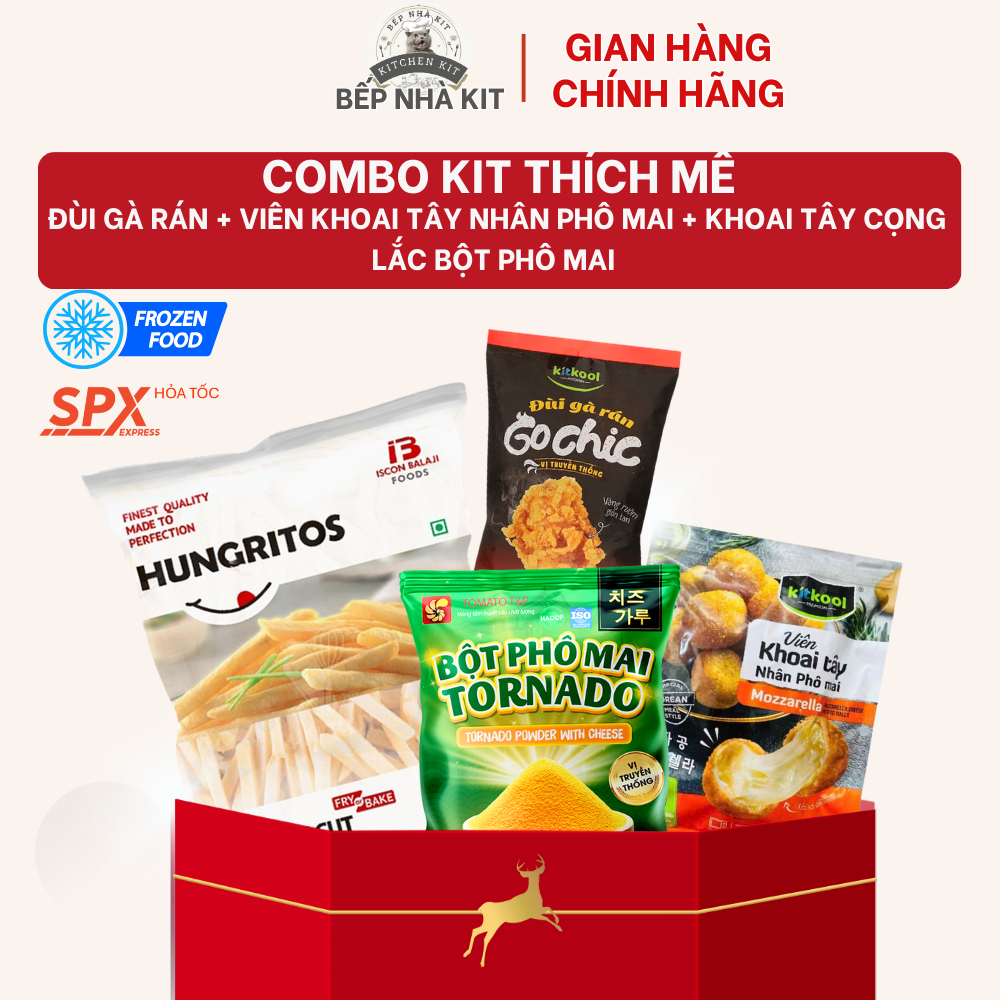 Hỏa Tốc - [Combo Kit Thích] Gà Rán Và Khoai Tây Lắc Bột Phô Mai Hàn Quốc, Khoai Tây Nhân Phô Mai