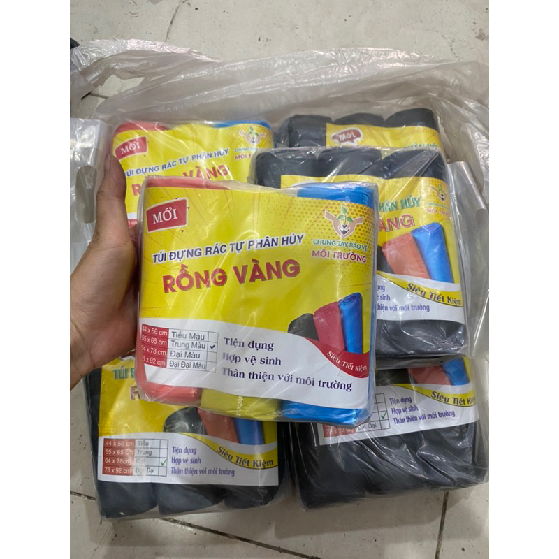 Sét 3 cuộn túi đựng rác đen/ màu tự phân huỷ