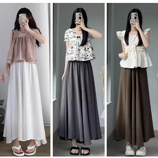 Quần váy đũi sóng vân mây 2 lớp form rộng xòe đẹp dáng dài 90-92cm.