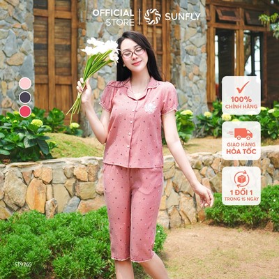 Bộ pijama nữ kate SUNFLY áo cộc quần ngố ST9265
