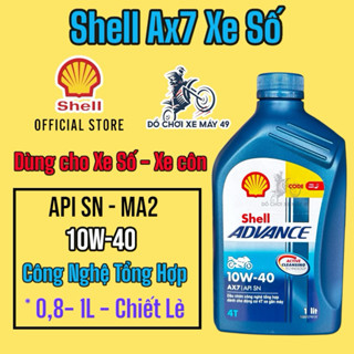 ( AX7 ) Dầu nhớt Xe Số cao cấp Shell Advance  10w40 0,8l - 1 Lít - ( Chai Xanh Dương )  chính hãng >>>>>>>