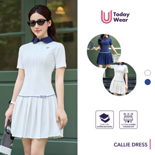 Váy liền xếp ly thể thao Callie Dress đầm cổ polo khoá kéo sẵn quần bảo hộ chơi tennis pickleball golf Today U Wear
