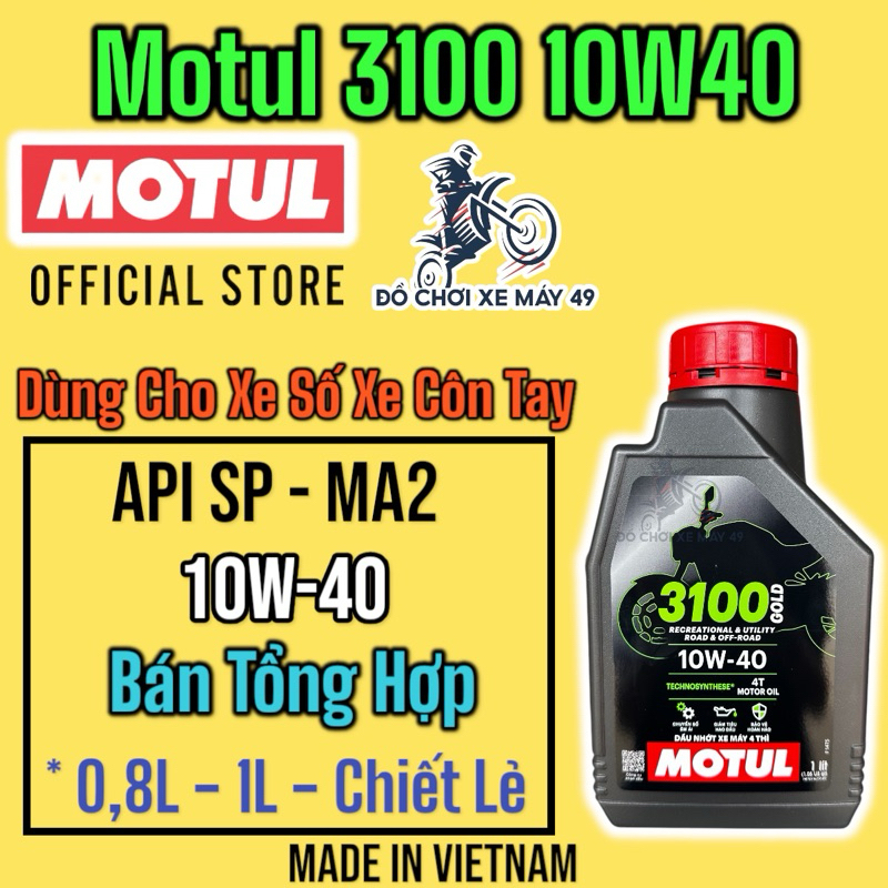Dầu Nhớt Xe Số Motul 3100 Gold 10W40 0,8L 1L