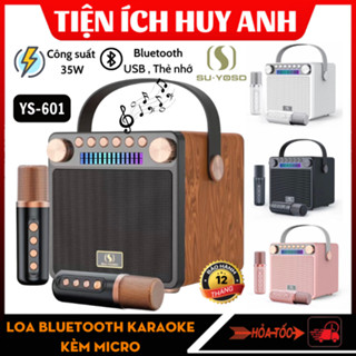 Loa Bluetooth Mini Karaoke Kèm 2 Micro SU-YOSD YS-601 - Phong cách cổ điển - Bass siêu ấm