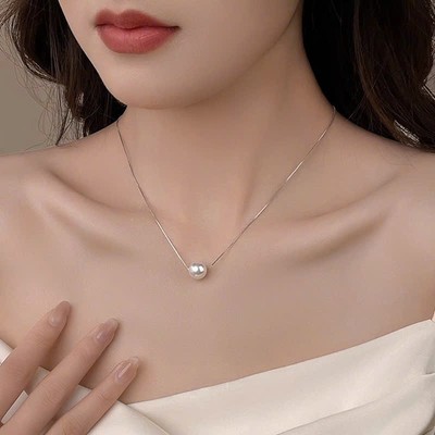 Dây Chuyền Bạc Ngọc Trai Biển Akoy.a Xuyên Tâm Size 8ly Màu Trắng Satin bóng 6A - Ngọc Trai Trường Thịnh